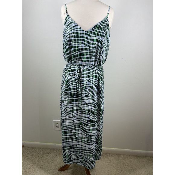 Sam Edelman Women’s Cori Zebra Striped Camisole Maxi Dress Lined 8 Beachy Colors - Picture 1 of 16